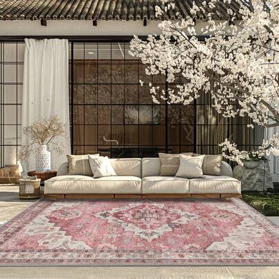 1pc Luxurious Elegant Persian Diamond Pattern Rug. Velvet Material Weighs Around 850g, Thickness Around 0.6cm. The Rug Is Wear-Resistant, Anti-Slip, And Easy To Clean. Multiple Sizes Available. Suitable For Kitchen/Living Room/Dining Room/Bedroom/Balcony/Bathroom/Study And Other Scenarios. The Perfect Choice For Home Decor.