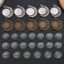20个适用于18毫米月亮旋转双面圆形空白底座吊坠托盘底座凸面宝石镶嵌托盘吊坠空白珠宝制作DIY配件 - 彩色 - 查看 1