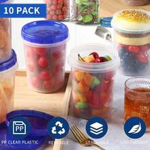 Delicatessen Recipientes Para Alimentos Con Tapas (32 onzas – Paquete de 10), Contenedores Para Congelador Para Alimentos Con Ta - Ver 5