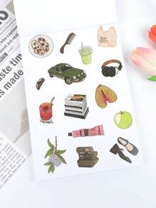 Fruit Icon & Pastel Letter Sticker Book, DIY Scrapbooking Decoration For Girl's Diary - A - View 5