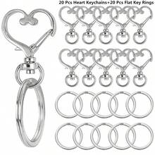 10/20/40/60/100pcs Heart-Shaped Rotating Spring Hooks With Keychain, Metal Spring Clasp Colorful Heart-Shaped Key Chain Clips, Lobster Clasp Detachable Keyring For Key Chains, Decorations, Jewelry, DIY Crafts - Heart-shaped Keychain Flat Ring - View 24