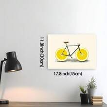 Framed Canvas Lemon Bicycle Art Print Poster - Canvas Wall Art Decor, Fantasy Themed Art Deco Modern Retro Style, Ink Medium, Indoor Hanging Decor For Living Room, Bedroom, Home Office - Zest  Wall Poster - 框架 - 查看 3