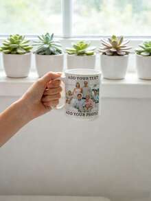 1Pc Personalized Family Photo Mug – Custom Image Upload & Text Ceramic Coffee Cup, DIY Design Double-Sided Printed Drinkware, Warm Family Keepsake Gift For Parents, Kids & Grandparents, Birthday, Christmas & Holiday Present, Home Office Use - Multicolor - View 4