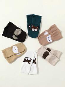 6 Pairs/1 Pair Cartoon Animal Pattern Anti-Slip Socks, Spring/Autumn Baby/Kids Boys/Girls - Multicolor - View 8