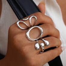 3 pièces/1 pièce Bague ouverte, bague en acier inoxydable plaqué or 18 carats, bague de tempérament de mode haut de gamme pour femmes, bague en acier inoxydable 304, bijou personnalisé de style simple et haut de gamme, cadeau de fête/design polyvalent pour assortiment quotidien, convient pour les petites amies et les épouses, convient pour les rassemblements quotidiens et les fêtes - Multicolore - Voir 3