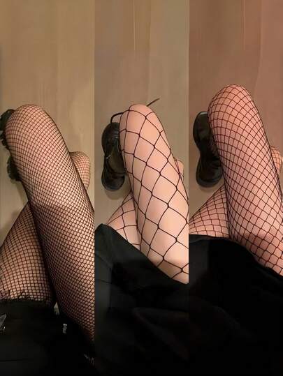 4 đôi quần tất lưới khoét lỗ kiểu Gothic dành cho nữ, thích hợp mặc hàng ngày.