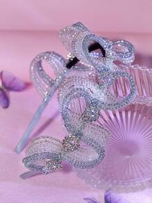 1pc Elegant Beaded Headband, Romantic Wavy Rhinestone Flower Headpiece, Suitable For Bride, Wedding, Festival, Carnival Party, Birthday, Casual Wear - Multicolor - View 8