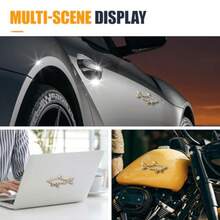 3D Metal Hollow Shark Car Emblem Cool Fish Car Badge Decal Automotive Fenders Bumper Sticker Vehicle Body Trunk Decorative Decal Accessory For Truck SUV Motorcycle Laptop Gold - 金色 - 查看 6