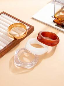 1pc Elegant Geometric Arc Smooth Charm Resin Cuff Bracelet, Luxurious Glamour, Suitable For Wedding, Party, Vacation, Casual, Street Style, Women's Couples Holiday Birthday Versatile Bracelet Gift - Bracelet - View 7