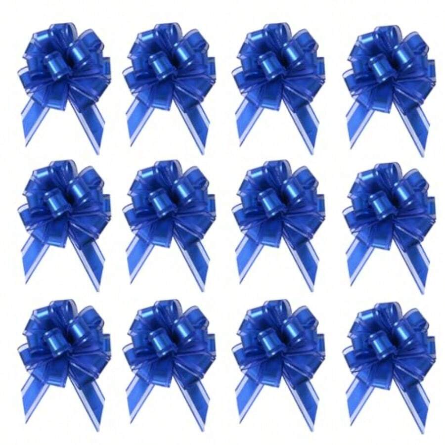 12PCS Blue Bows For Gift Wrapping Blue Bow Car Ribbon With Versatile Design For Wedding Events And Present Decorations  Syz - As Pic - View 1