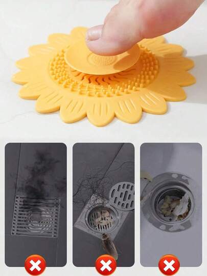 1 cái nắp đậy cống hình hoa hướng dương bằng silicon, lưới lọc bồn rửa, thảm khử mùi nhà tắm, nút bịt cống bồn tắm bằng silicon, bộ lọc bồn rửa, bộ lọc cống silicon, dụng cụ giữ tóc, thích hợp cho bồn rửa nhà bếp, cống nhà tắm, giữ tóc khi tắm, nút bịt cống bồn tắm bằng silicon (Màu ngẫu nhiên)