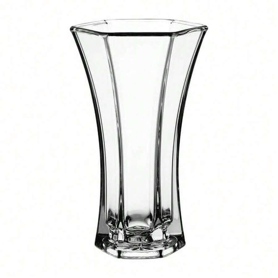 FUFU- Clear Glass 9" Paneled Rose Floral Vase - 1 - Xem 1