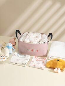 1个兔子草莓图案开放式收纳盒可折叠洗衣篮，带木柄，可折叠脏衣篮，适用于家庭浴室 - 可爱卡通造型洗衣收纳整理箱，轻便易携，耐用可折叠，带木柄，方便整理卧室、衣橱、洗衣房、房间，取用方便，节省空间，快速清洁，实用家居必备品 - 彩色 - 查看 14