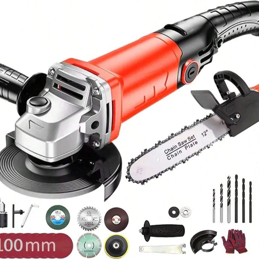 Esmeriladora Angular Herramienta Eléctrica para Metal y Piedra2500 W Con Motosierras + Taladro 3 En 1 Naranja - Tipo de Enchufe A USA (110-127V) - Ver 1