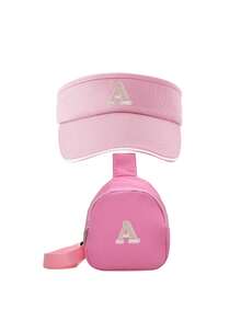 2PCs Children Baseball Hat With Mini Bag Boys Girls Camping Hat Anti-UV Strap Kids Bucket Hat Headwear For 3-8 Years Old Baby - Pink - View 5