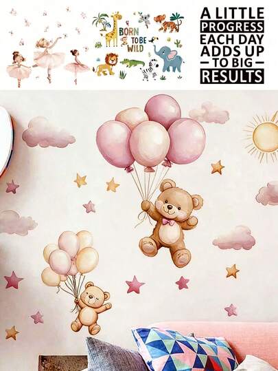 1PC/2PCS- Wallpaper -Boy Kids Room Decor Home Self-Adhesive Baby Nursery Decor Girl Decor Wallpaper Removable Wall Stickers For Wall Decor Living Room, Girls Bedroom, Window Stickers – Cute & Creative For Wall Art Kids Room Decor Bedroom Decor