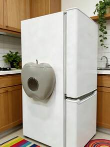 1个苹果形保鲜膜收纳盒，可用于存放浴帽和塑料袋，无需钻孔即可壁挂，带粘性挂钩，家居收纳配件 - 灰色 - 查看 13