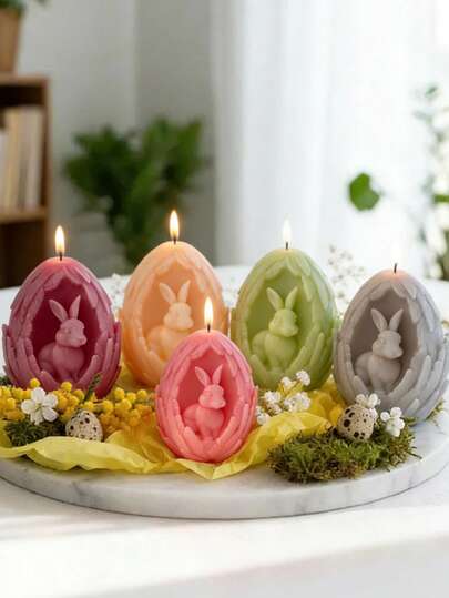 1pc 3D Easter Bunny Egg Combo Candle Mold Durable Reusable For Candle/Gypsum/Resin/Clay/Soap/Epoxy Resin Silicone Mold Easter/Home Decor/DIY Craft Lovers