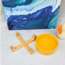 陶瓷猫狗碗配木架，防溢宠物食品和水喂食器，适合猫咪和小型犬 - 彩色 - 查看 12