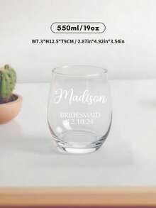 1pc Customized Glass Cup, Personalized Glass Drinkware, Customized Gift, Personalized Wine Glass, Personalized Glass Vessel, Wedding Gift, Celebration Moment, 550ml - Multicolor - View 6