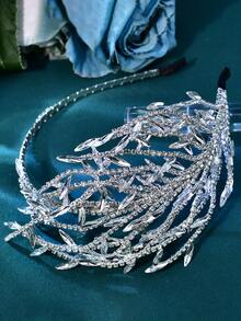 1 pieza Diadema elegante con rama de cristal, adorno de un solo lado, accesorio de cabello para novia adecuado para boda y fiesta - Multicolor - Ver 10