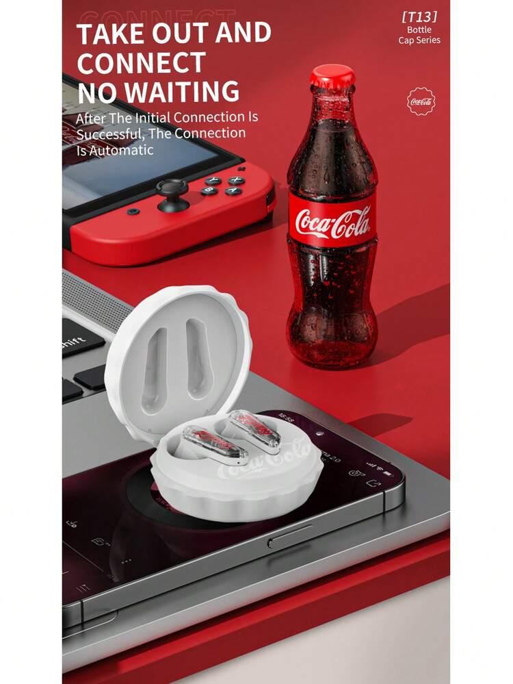 Coca Cola T13 True Wireless Bluetooth Earbuds, Semi-In-Ear Design