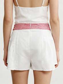 Women Loose Fit Shorts Fashionable Bow Decorated High Waist Zipper Closure Mini Shorts For Beach Daily Wear - White - View 6