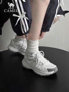 CAMEL CROWN 女士耐用户外徒步鞋，防水防滑徒步运动鞋 - 白/灰 - 查看 3