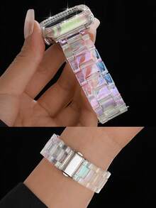 1 Bộ Dây đeo đồng hồ bằng nhựa và acrylic nhiều màu sắc + Vỏ đồng hồ rỗng, Phù hợp với 38/40/41/42/44/45/S11/10-42/S46mm | Dây đeo mỏng trong suốt, thiết kế nhẹ, phù hợp với Ultra/3/2/1/S11/10/9/8/7/6/5/4/3/2/1 Series | Phụ kiện đồng hồ thông minh, Dây đeo thể thao mùa xuân/hè, Dây đeo + Vỏ - Trong sáng - Xem 4