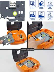 3 Rolls Of 12mm Wide White Label Tape Compatible With Brother Label Makers, Suitable For Models PTD210, PTD220, PT2040, PTD400, PTD600, PTD610BT, Black Text On White Background - 3 Pack - View 6