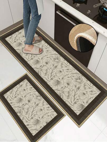 Thảm bếp bằng vải lanh cổ điển dày 3.5mm, mặt sau bằng cao su mềm, thấm hút tốt, thiết kế viền chắc chắn chống bong tróc, thích hợp cho nhà bếp, phòng tắm, phòng giặt, lối vào, phòng khách và nhiều nơi khác.