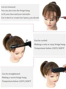 Human Hair Clip-On Bangs, Lightweight And Wispy, With Sideburns, Fake Bangs Front Piece, Women's Fake Bangs Hair Extensions - Multicolor - View 6