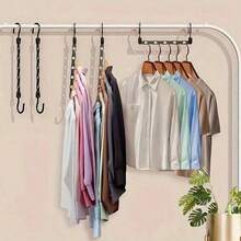 5 Packs Sturdy Plastic Magic Hanger Set, Multi-Functional Foldable, Space-Saving Categorized Hanging, Dorm Small Apartment Closet Organizer - Black 5PCS - View 10