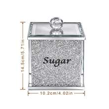 Tea Coffee Sugar Canisters Set, Glass Crushed Diamond Crystal Filled Storage Jars With Lids, Reusable Tea Coffee Sugar Containers For Kitchen Countertop, Home Decor & Gift - 銀色 - 查看 2