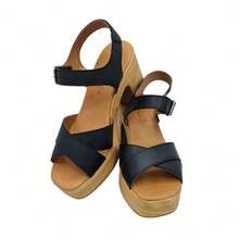 Rodri Black Leather Sandals (R2402) - Spanish Elegance And Guaranteed Comfort, Platform And Wide Heel, 24/48 Hour Delivery - 黑色 - 查看 4