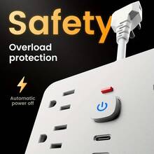 Regleta de Alimentación,Extensor de toma de corriente múltiple con USB, Extensor de enchufe múltiple 14 en 1 con USB, divisor de toma de corriente eléctrica de pared con 3 puertos USB (1 USB C) y 8 tomas y2 puertos de carga type-c de corriente, carga de pared - Tipo de Enchufe B USA (110-127V) - Ver 5