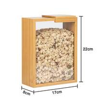 3Pcs Wooden Cereal Storage Containers Set | Clear Grain & Rice Storage Jars With Removable Lids For Kitchen Pantry - Màu gỗ - Xem 2