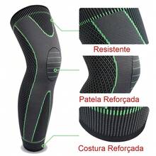 Joelheira de Compressão Ortopédica Meia Térmica Alivio da Dor Absorve Suor Estimula Circulação Fitness Ciclismo Crossfit - VERDE PRETO - Visão 6