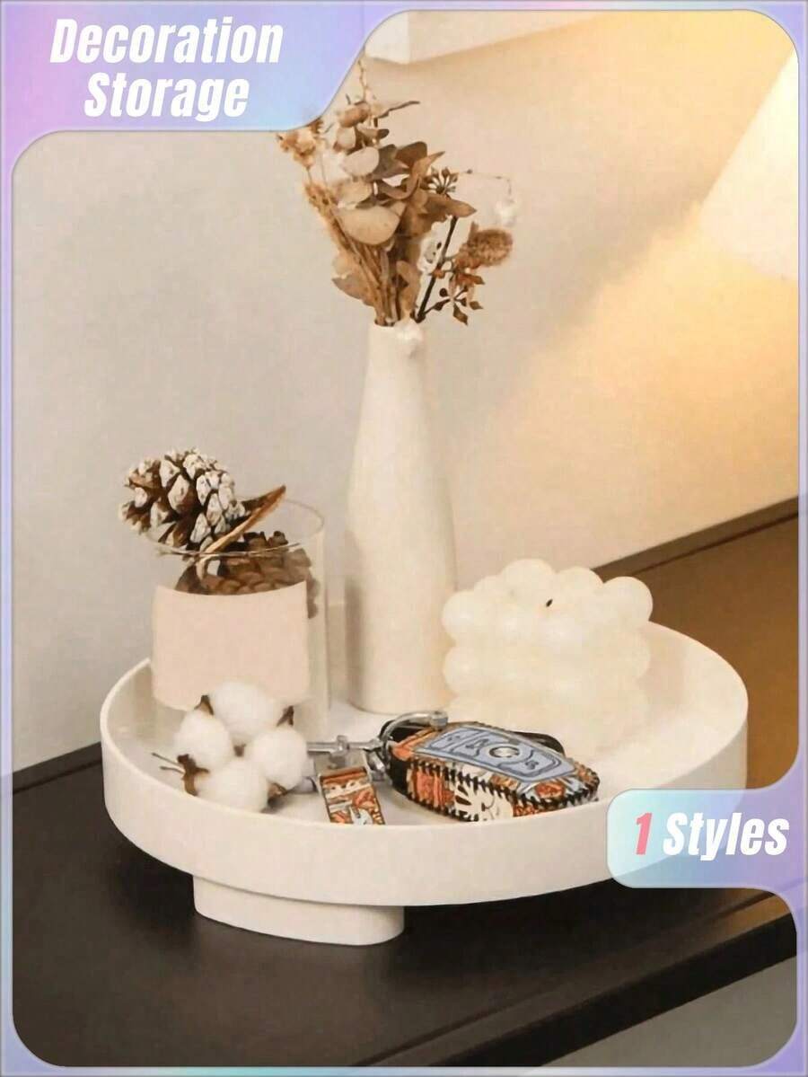 1Pc Fashionable And Simple Tray Displaying, Flower Vase, And Cosmetics On Dresser And Storing Aromatherapy And Makeup Best Gifts Birthday Plates Kitchen Accessories Kitchen Decor Table Trays Fruit Tray Tray Decor Graduation - trắng - Xem 1