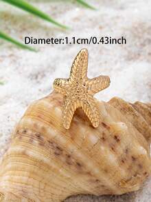 1pc Starfish Ear Cuff, Ocean Theme Ear Clip Earrings For Women, Marine Life Starfish Clip-On Earrings Suitable For Beach Holiday Outfits - Gold - View 3