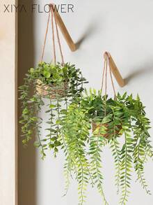 1/2片人造悬挂桉树叶，聚酯纤维材质，人造植物，两种形状可选（A和B），绿色装饰，四季皆宜，适用于学校宿舍、办公室、派对、生日、家居装饰、酒店、餐厅、客厅、卧室、婚礼、厨房和花园装饰，情人节礼物 - 綠色 - 查看 3