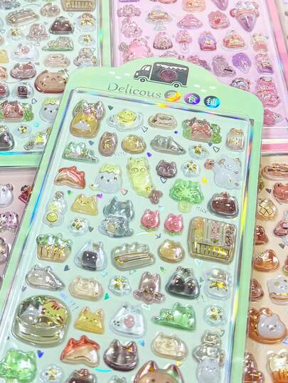 3D Floating Ball Home Decor Crystal Stickers, Acrylic Embossed Stickers, DIY Phone Case Decorations, Baking Theme 3D Adhesive Paper, PVC And Acrylic Reward Decorative Stickers, Suitable For Water Bottles, Phone Cases, Notebooks And Photo Albums