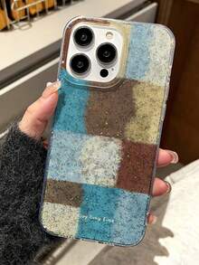 Plaid Painted Epoxy Glitter Minimalist Shockproof Thick Phone Protective Case Compatible With Iphone 17/17 Pro/17 Pro Max, 16/11/16 Pro/16 Plus/16 Pro Max/16e, 15 Pro Max, 13/14/12/XS/XR, 15 Pro Max, 16 XR/7/8, 16 Pro Max, 15 Pro Max, 12 Pro Max, 13 Pro Max, 14 Pro Max, 13, 11, 12 Pro, 14, P11 Soft Shell, P12 Anti-Drop, XS.XR Phone Case, Protective Cover - Multicolor - View 5