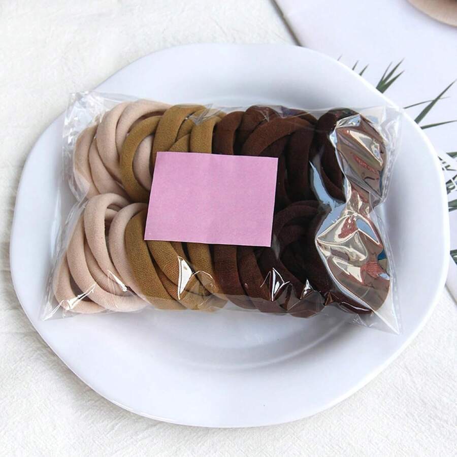 Brown 40-Pack, Seamless Thickened Cloth Scrunchies Women Elastic Rubber Band Hair Ties Hair Accessories Women - A2-Nâu 40 - Xem 1