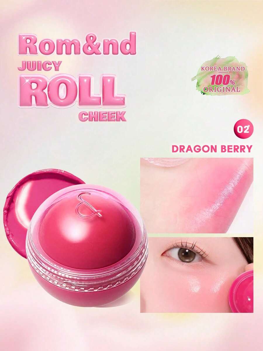 Rom&nd JUICY ROLL CHEEK 02 DRAGON BERRY, Peach, Nude, Vibrant, Creamy Texture, Melting Feel, Soft Matte Finish, Lightweight & Non-Sticky, Non-Drying, Comfortable Long-Lasting, Brightening, Lip & Cheek Dual-Use, Multi-Purpose, Mini Size, Korean Makeup, Korean Cosmetics, Gift Set, 8.4g/0.30oz. - 02 DRAGON BERRY - 查看 1