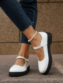 Women's Casual Comfortable Thick Sole Loafers, Versatile Daily Wear Slip-On Shoes, All Season - White - View 6