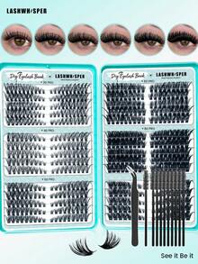Mi giả tự làm (DIY Lash Clusters) độ cứng 30D/40D/50D/60D/80D/100D, độ cong D, dài 9-16mm, tạo vẻ tự nhiên, mềm mại, siêu nhẹ, có thể tái sử dụng, dùng cho trang điểm hàng ngày. - Nhiều màu - Xem 1
