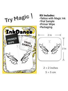 1 Kit "Minimalist Butterfly Wings Line Art" Revolutionary Technology Tattoos, Semi-Permanent Tattoos, Temporary Tattoos, Men Hand Tattoo, Long Lasting, Fake Tattoos, Water-Resistant, Authentic Tattoo Look, Plant-Based MNF101 - Black - View 3