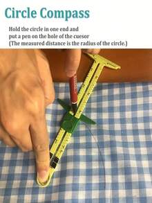 1pc High-Quality 5-In-1 Sliding Gauge, Professional Sewing Measurement Tool, Made Of Plastic Material With High Precision. Integrates Multiple Measurement Functions, Facilitating Sewing And Cutting Work, Convenient For Fabric Cutting. Ergonomic Design With Easy-Grip Handle, Comfortable For Home Sewing And Professional Tailoring. Random Color And Style. - 5-in-1 Sewing Ruler - View 4