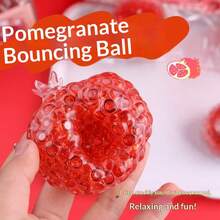 鲜红色石榴造型挤压减压玩具，可挤压爆破气球，可塑形感官球，缓解压力，舒缓情绪，礼物，节日礼物，生日礼物，完美礼物 - 彩色 - 查看 2